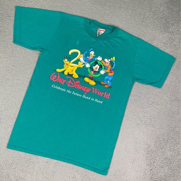 Vintage Y2K Teal Walt Disney World T-shirt - Picture 2 of 4